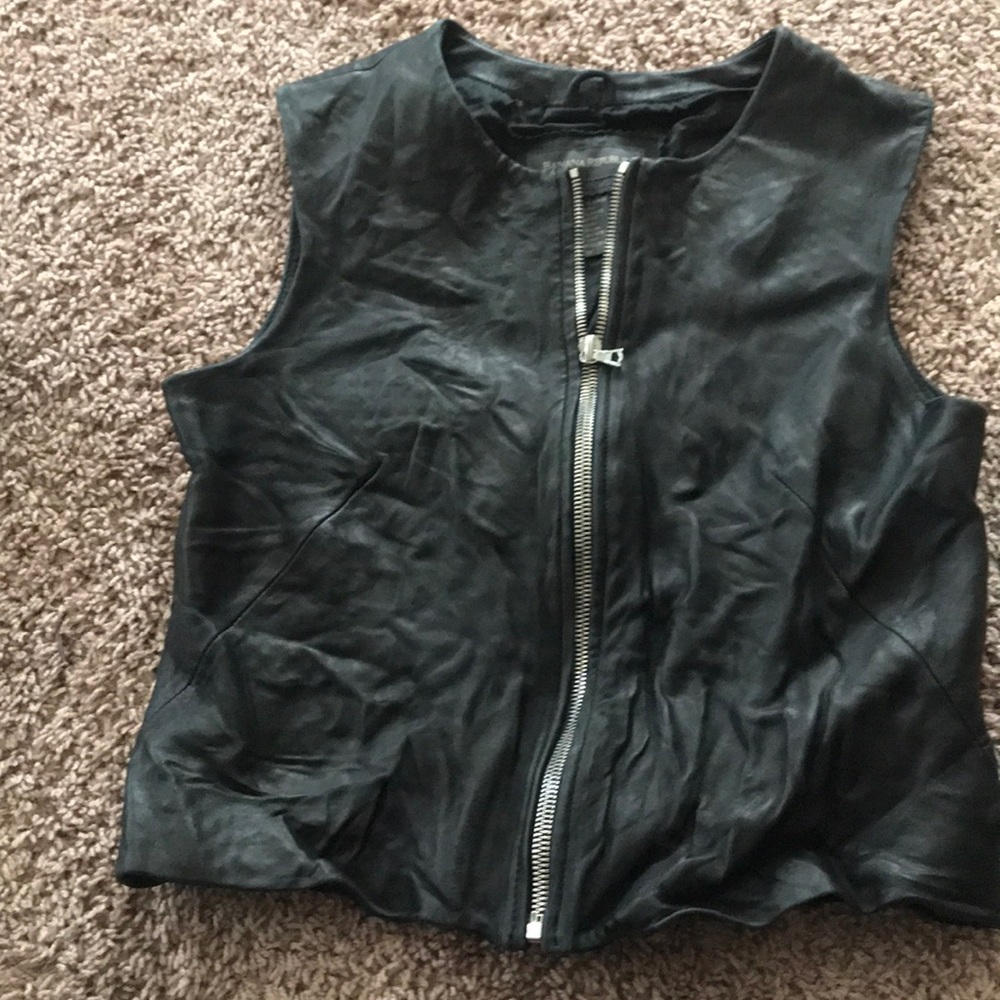 Black 100% genuine leather Vests